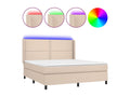 Upholstered bed base with LED mattress, Cappuccino color, 180x200 cm, Faux leather, EDBO06041