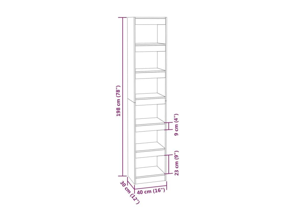 Bookshelf/Room Divider, Concrete Grey, 40x30x198 cm, DPKO38198