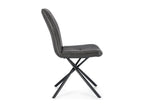 Lysvia designer chair in grey faux leather with black steel legs - Set of 2 JWFG39329