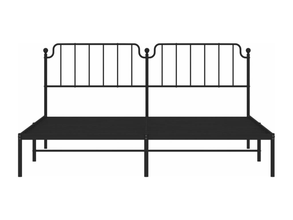 Metal bed frame without mattress with black headboard 200x200cm HIJU72377