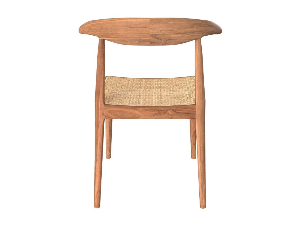 Teak wood chair with rattan cane weave - Lysvia XDUY47002