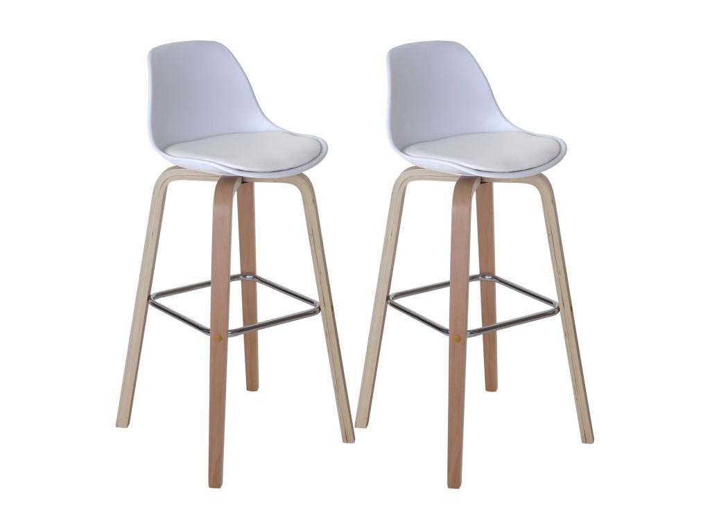2x Dormeva bar stools, counter chairs with backrest - white fabric VLAF95848