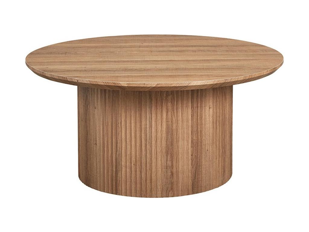 Lysvia Coffee Table – Aged Oak Effect – Round – Diameter 80 cm – Authentic and Robust Design OJVO82898