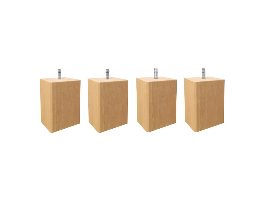 Set of 4 10x7 square beech wood furniture legs - BED LEGS SRIL35395