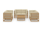 7-piece garden furniture set with cushions, solid pine wood, UNAO64113