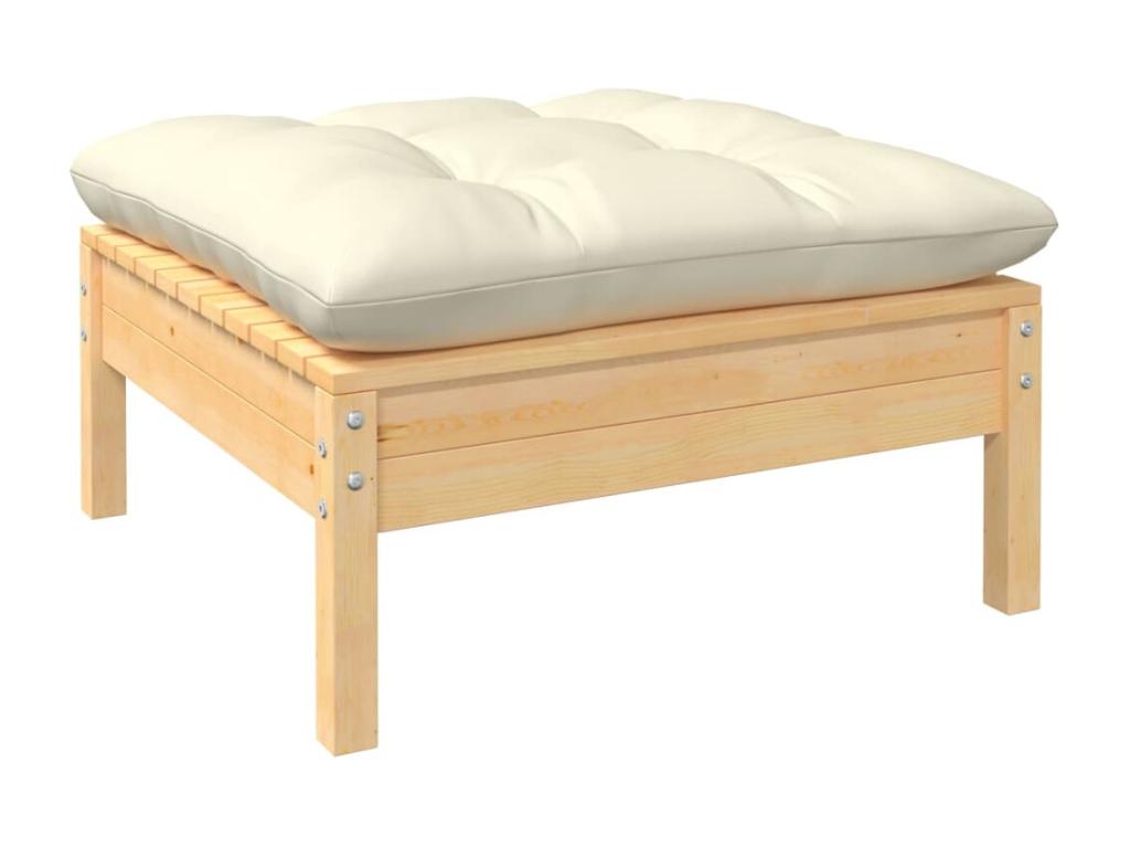 11-piece garden furniture set with cream cushions, pine wood, TOZX87536