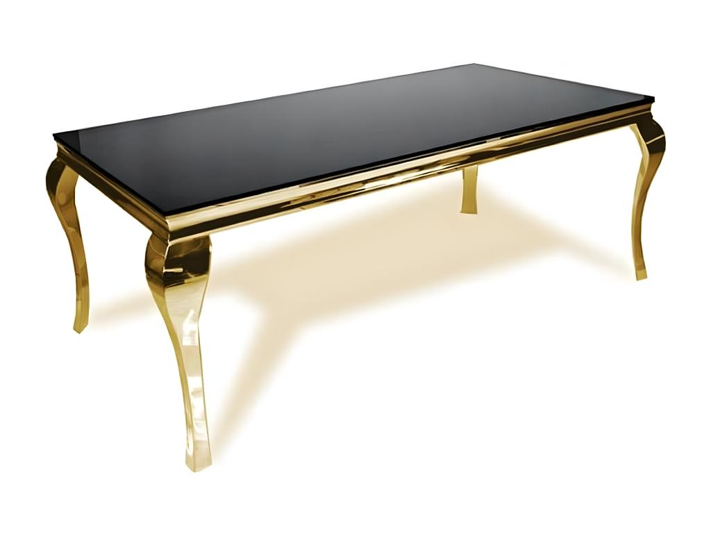 Baroque dining table for 4 to 6 place settings, gold and black glass, 150x90 cm, ZFQG38010