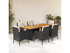 7-Piece Garden Dining Set with Cushions, Black Wicker Resin UELO49348
