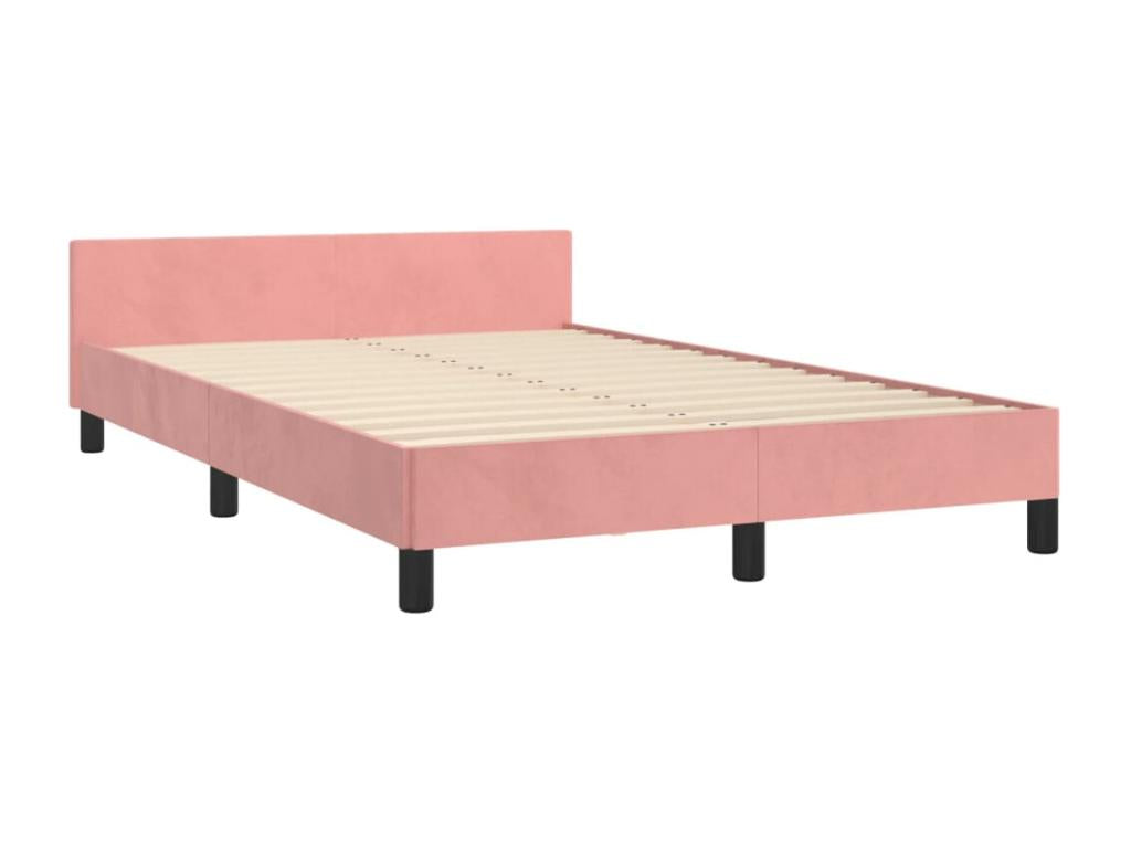 Bed frame with headboard, pink, 120x200 cm, velvet, OVRI37611