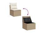11-piece garden furniture set with beige resin wicker cushions EFXV07670