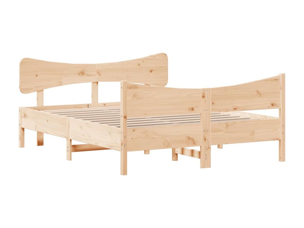 Bed frame with headboard 150x200 cm solid pine wood XOOY55521