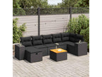 8-piece garden furniture set with cushions, black resin wicker OUPU28243