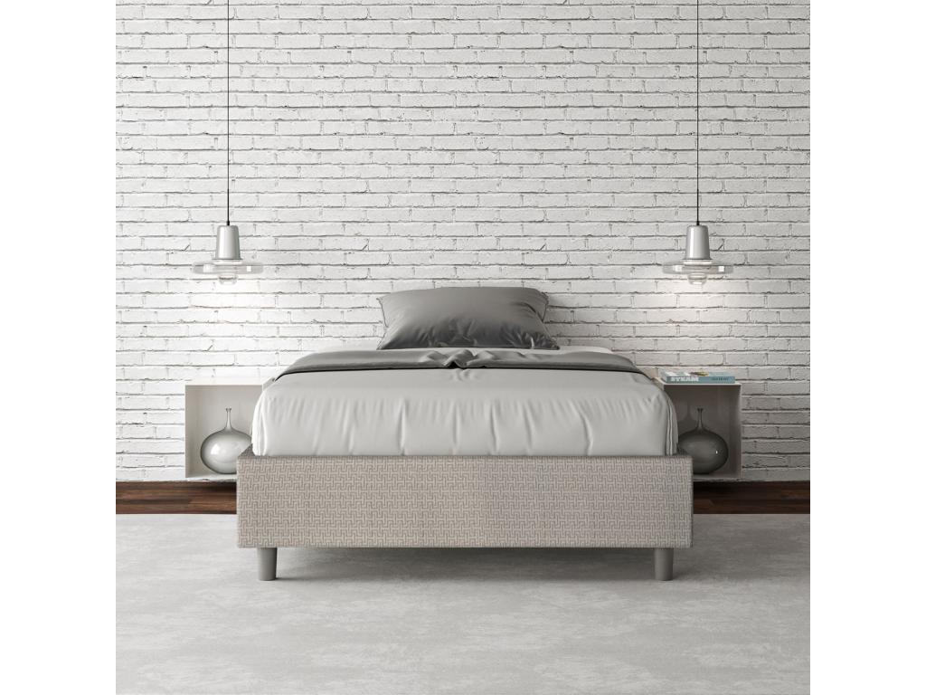 Single bed frame with 120x200cm upholstered slatted base, Lysvia 1 white fabric, Lysvia WIAD30432