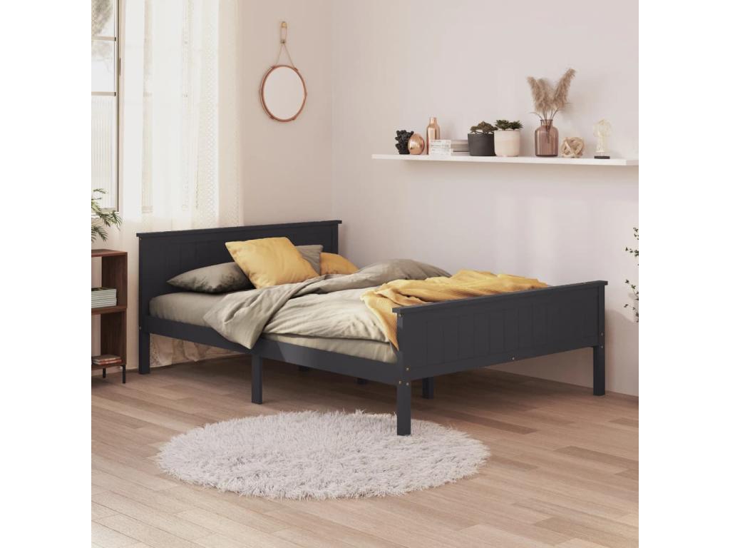 Grey bed frame, solid pine wood, 140x200 cm, KPWL73262