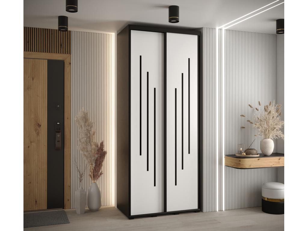 Dormeva 8 Sliding Door Wardrobe 235.2/100/60 2 Doors Black/White/Black CFDW05859