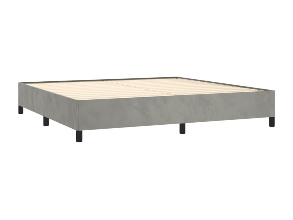 Lysvia bed base and mattress, light grey, 200x200cm, velvet, IWYP59027
