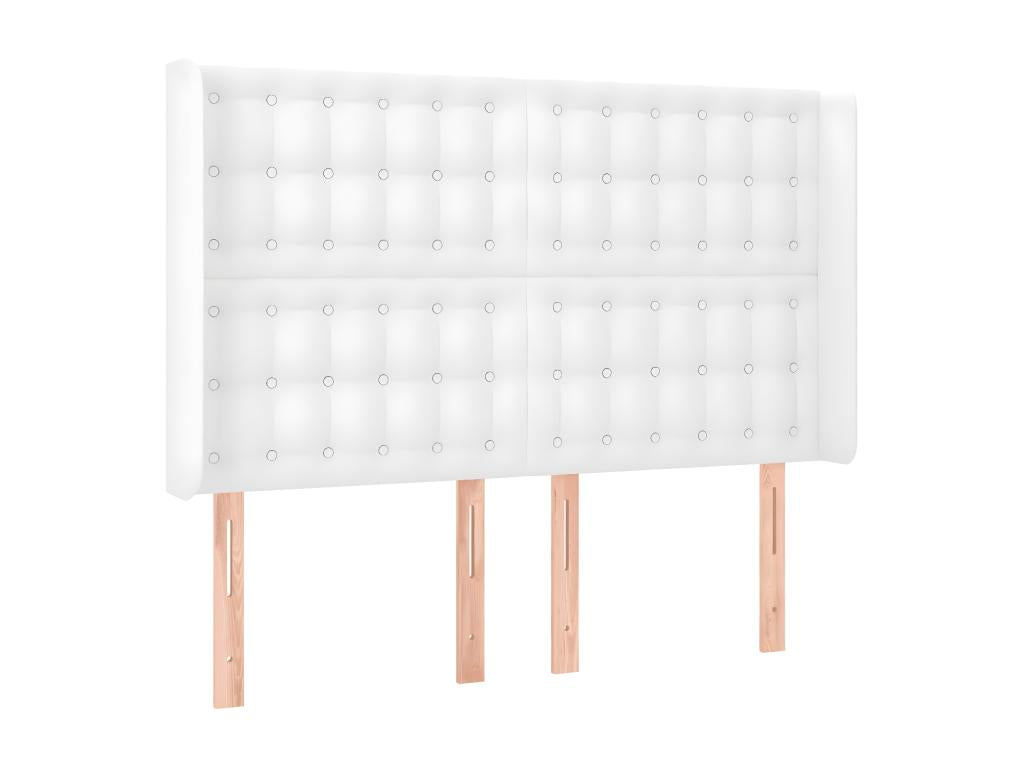 White LED Headboard 147x16x118/128 cm Faux Leather DMUY21124