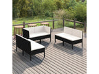 6-piece garden furniture set with cushions, black resin wicker KQYO34614