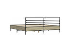 Lysvia oak bed frame 200x200 engineered wood and metal UBAM90544
