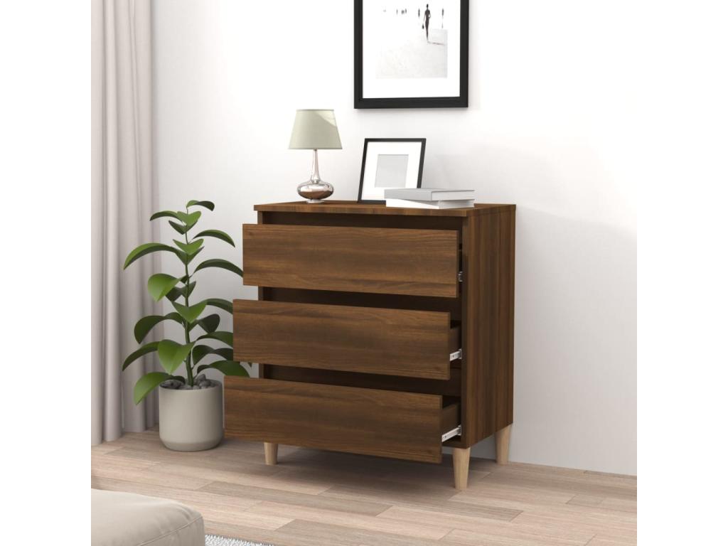 Brown Oak Buffet 60x35x69 cm Engineered Wood QUHN69103