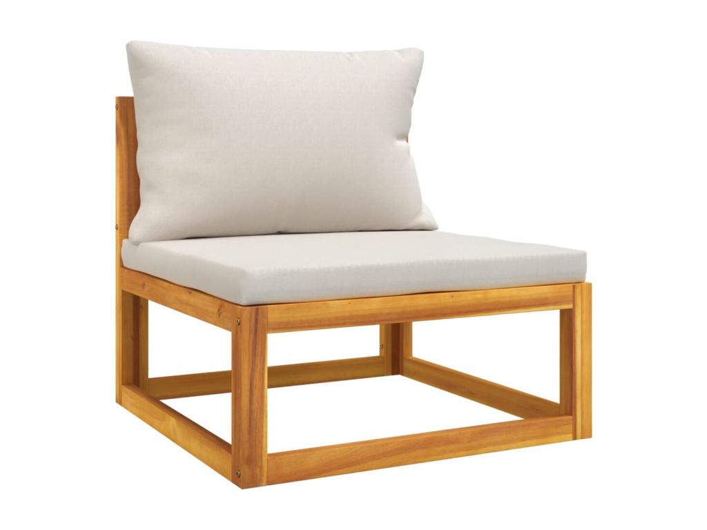 6-piece garden furniture set with light grey cushions, solid wood FJVC86212