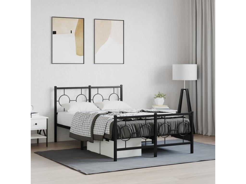 Metal bed frame without mattress with black bed legs 120x190cm ODVQ96240