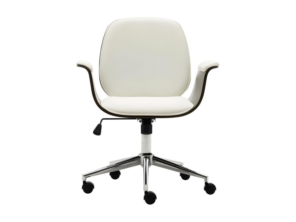 Lysvia OTUP45027 White Faux Leather and Grey Bentwood Office Chair