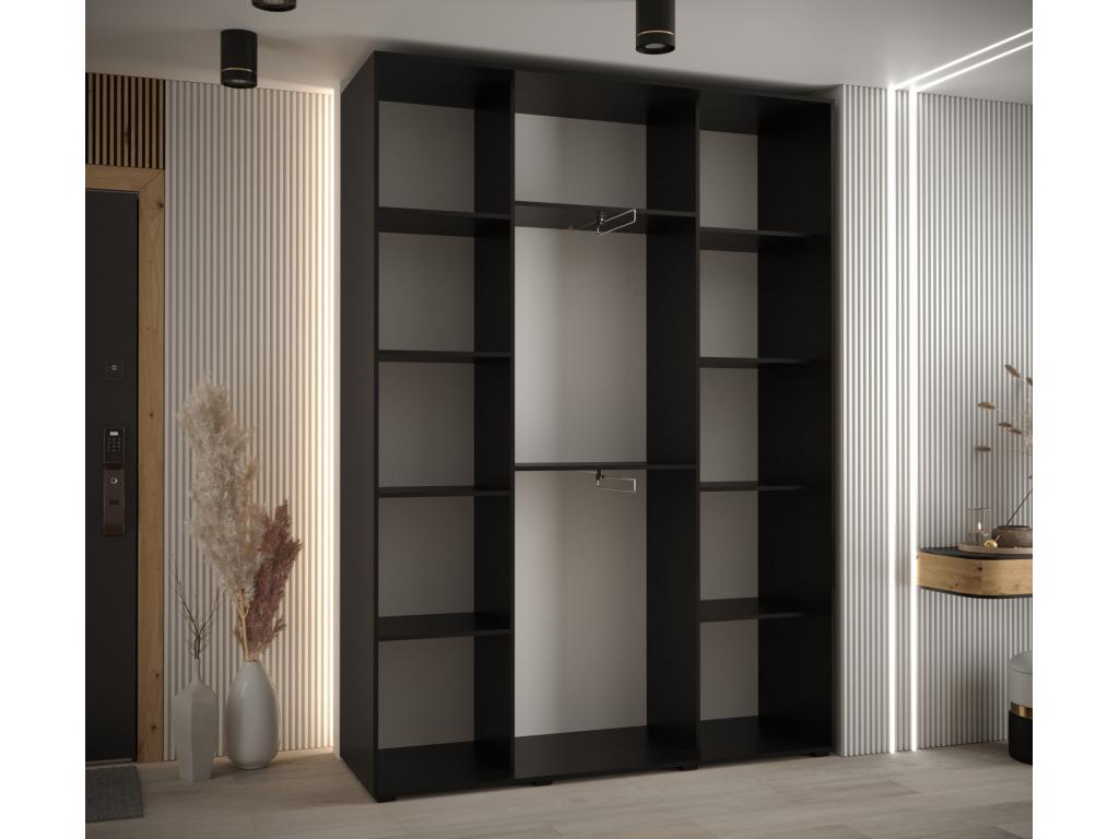 Lysvia 4 Sliding Door Wardrobe 235.2/160/45 3 Doors Black/Black/Black UPHB61652