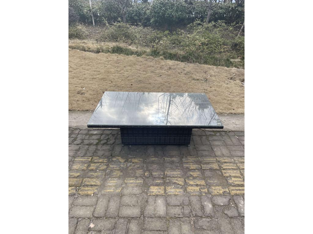 9-Seater Rattan Garden Furniture Set with Height-Adjustable Dining Table and 3-Seater Sofa, MéDormeva Dark Grey ZUNC55431