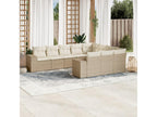 10-piece beige resin wicker garden furniture set with cushions WJDY24076