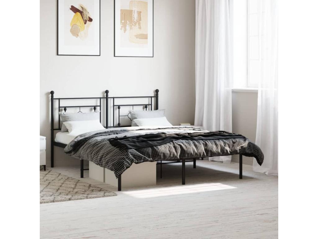 Metal bed frame with black headboard 160x200 cm IAGF48086