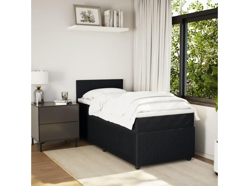 Dormeva bed base and mattress, black, 80x200 cm, velvet, WNER98270