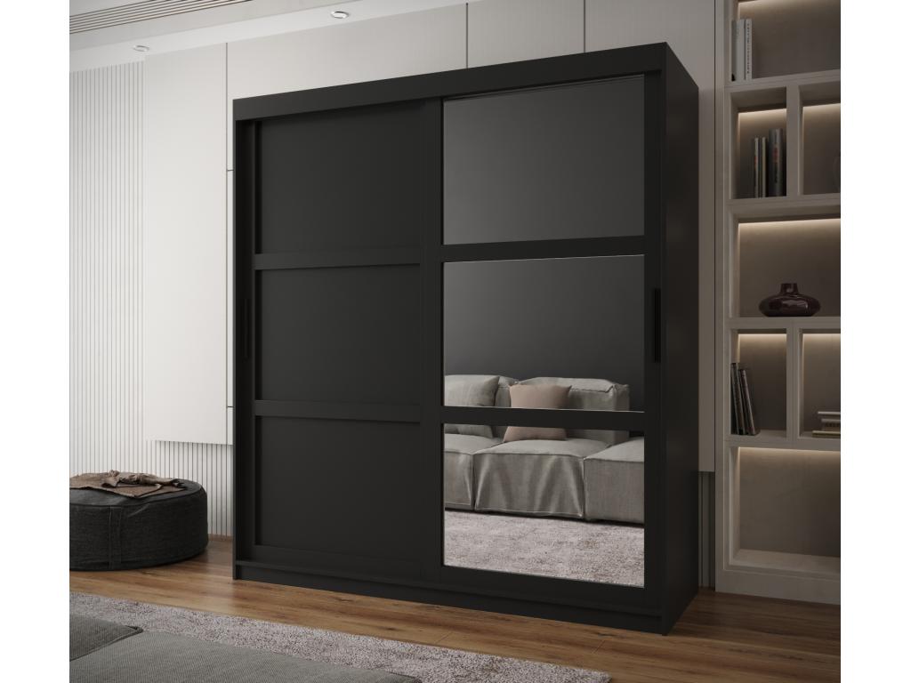MIROR 3 SLIDING DOOR WARDROBE 200/180/62 2 Doors black CNNU62250