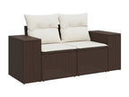 Garden furniture set with cushions, 7 pieces, brown woven resin, RSCU02770