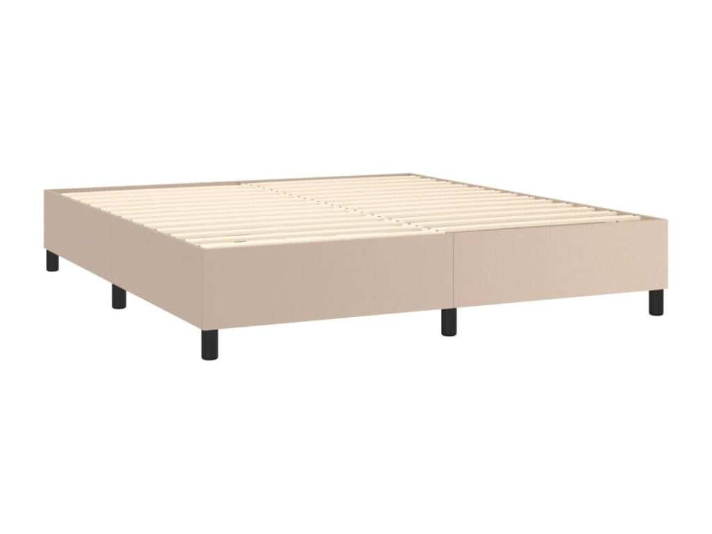 Upholstered bed base with LED mattress, Cappuccino color, 180x200 cm, Faux leather, EDBO06041