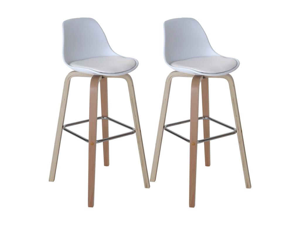 2x Dormeva bar stools, counter chairs with backrest - white fabric VLAF95848
