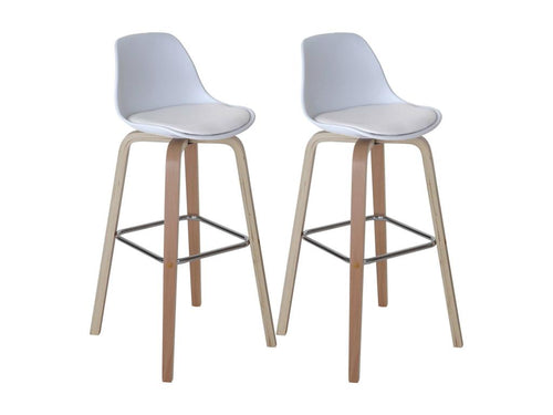 2x Dormeva bar stools, counter chairs with backrest - white fabric VLAF95848