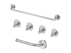 Dormeva 6-Piece Bathroom Accessory Set, Self-Adhesive or Drillable Towel Rail, Toilet Paper Holder, Wall Hook in Brushed Stainless Steel HNPR64904