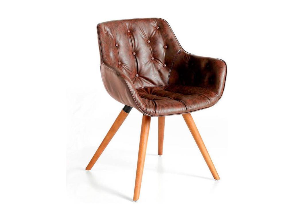 Zensova designer chair in solid ash wood and tufted faux leather - Set of 2 - Color: Zensova 28 Mauve ZUKA81691