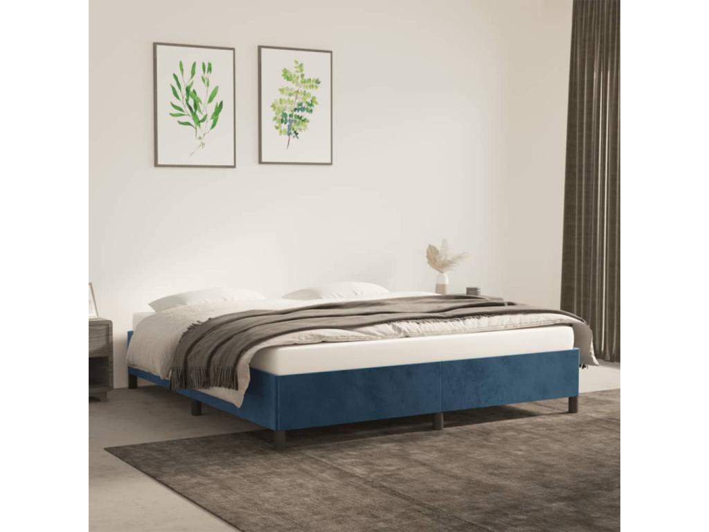 Dark blue velvet bed frame (mattress not included) 180x200 cm GTDM10599