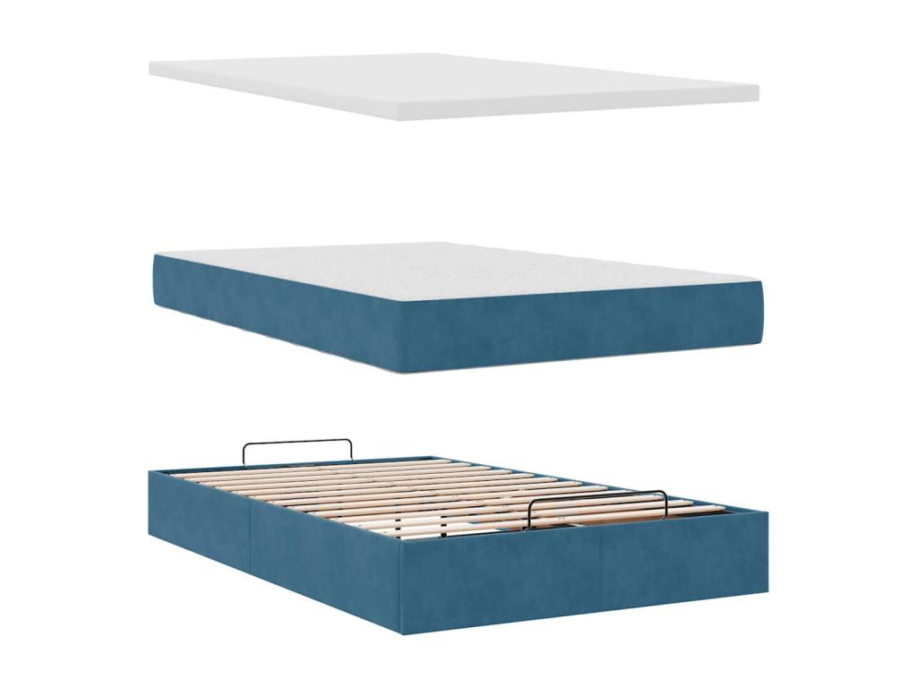 Ottoman bed frame with dark blue mattress 120x190 cm velvet TZUV86927