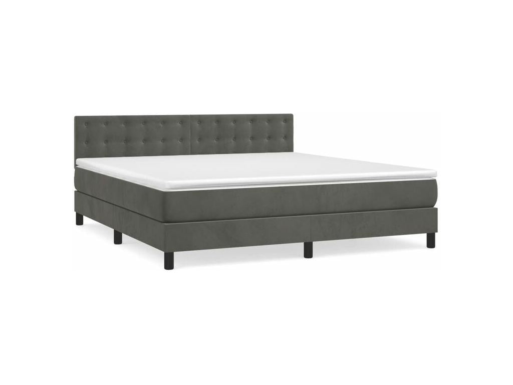 Lysvia bed base and mattress, Dark Grey 180x200 Velvet DVMU31329