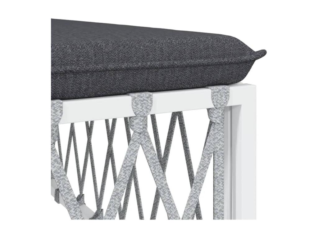 3-piece garden furniture set with cushions, white steel MGYN69088