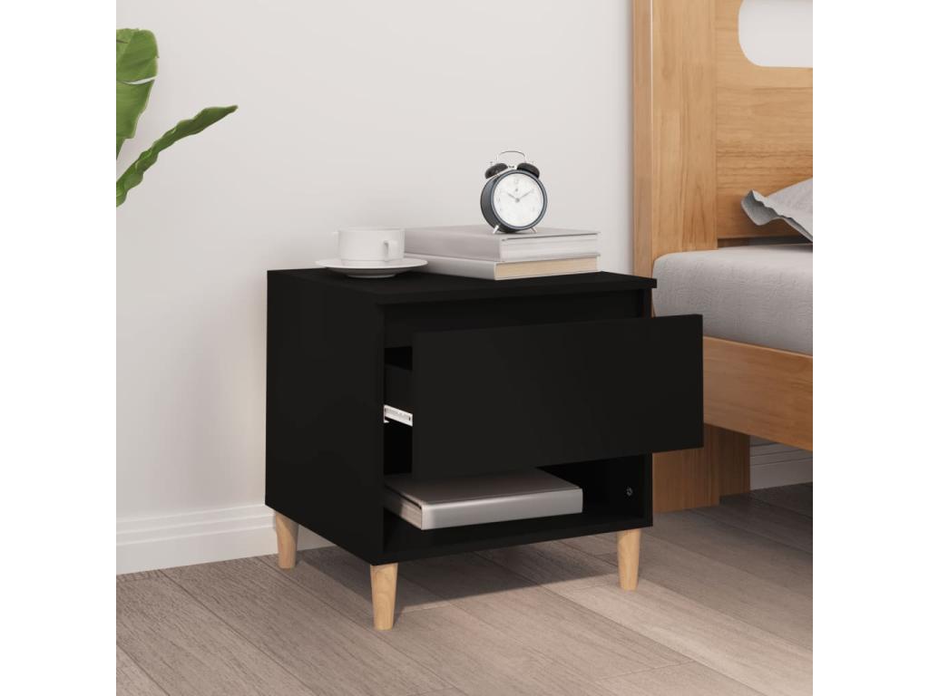 Black bedside table 50x46x50 cm Engineered wood FUIC85103