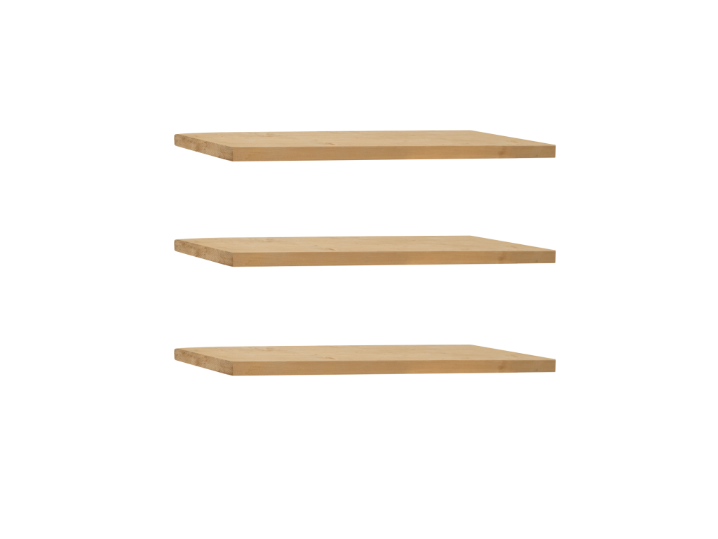 Set of 3 floating shelves in brown fir wood, 140x3.2cm - Lysvia OLKM60089