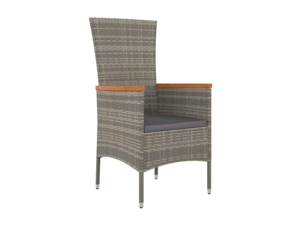 Garden chairs with cushions, set of 4, woven resin, grey, IAUO04689