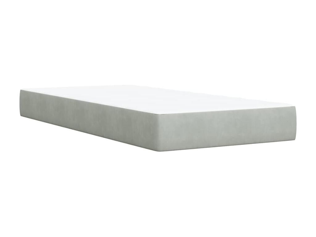 Lysvia bed base and mattress, light grey, 90x190 cm, velvet, SYPD69670