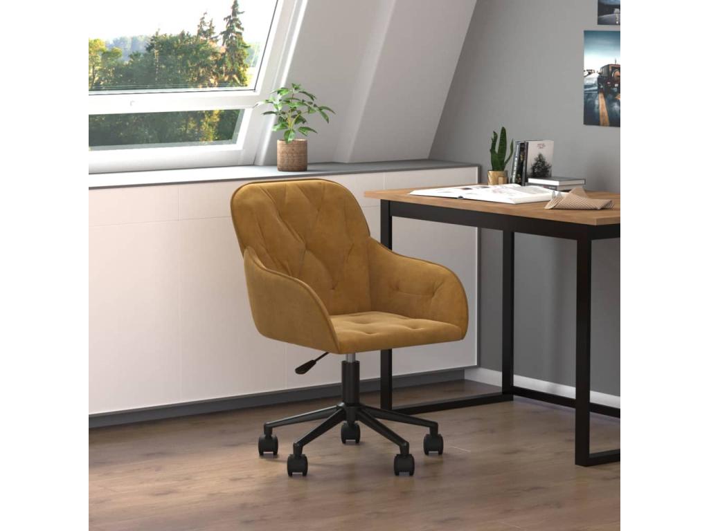 Brown Velvet Swivel Office Chair NGYC42877