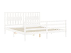 Bed frame without mattress, white, solid wood, IJGT34131