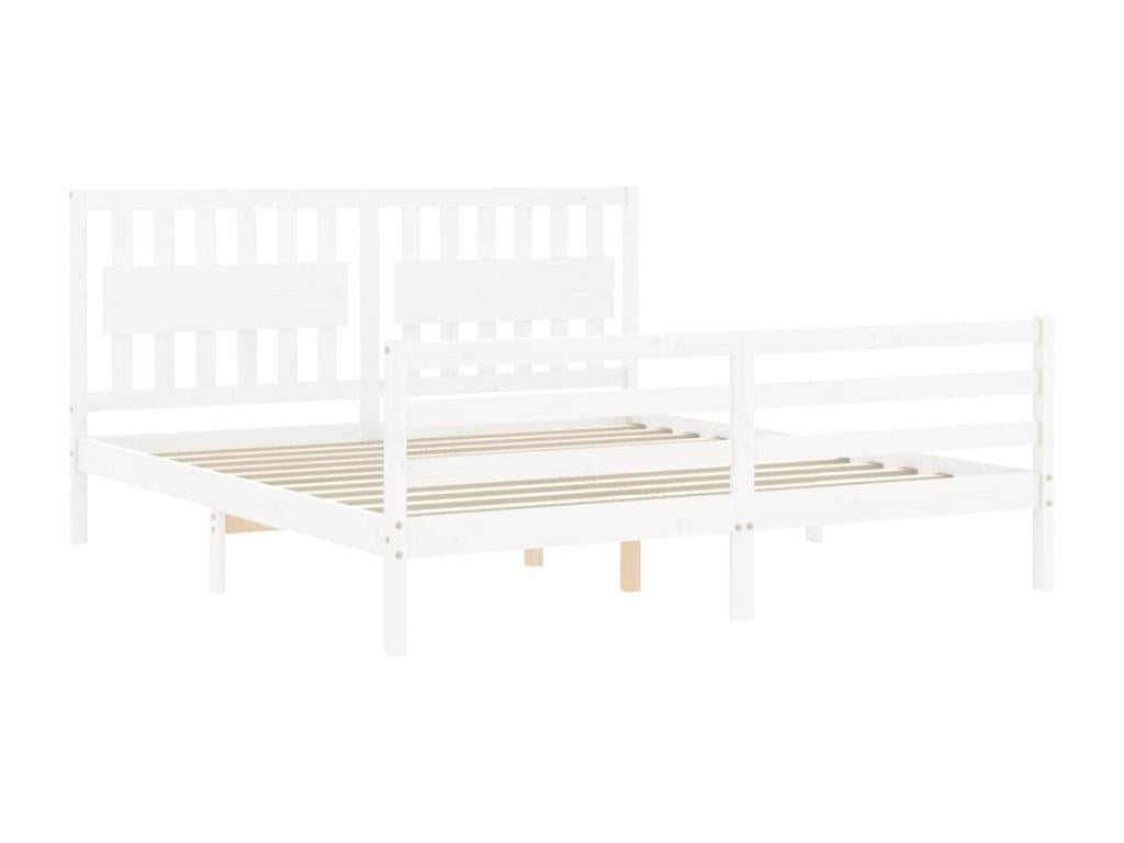 Bed frame without mattress, white, solid wood, IJGT34131